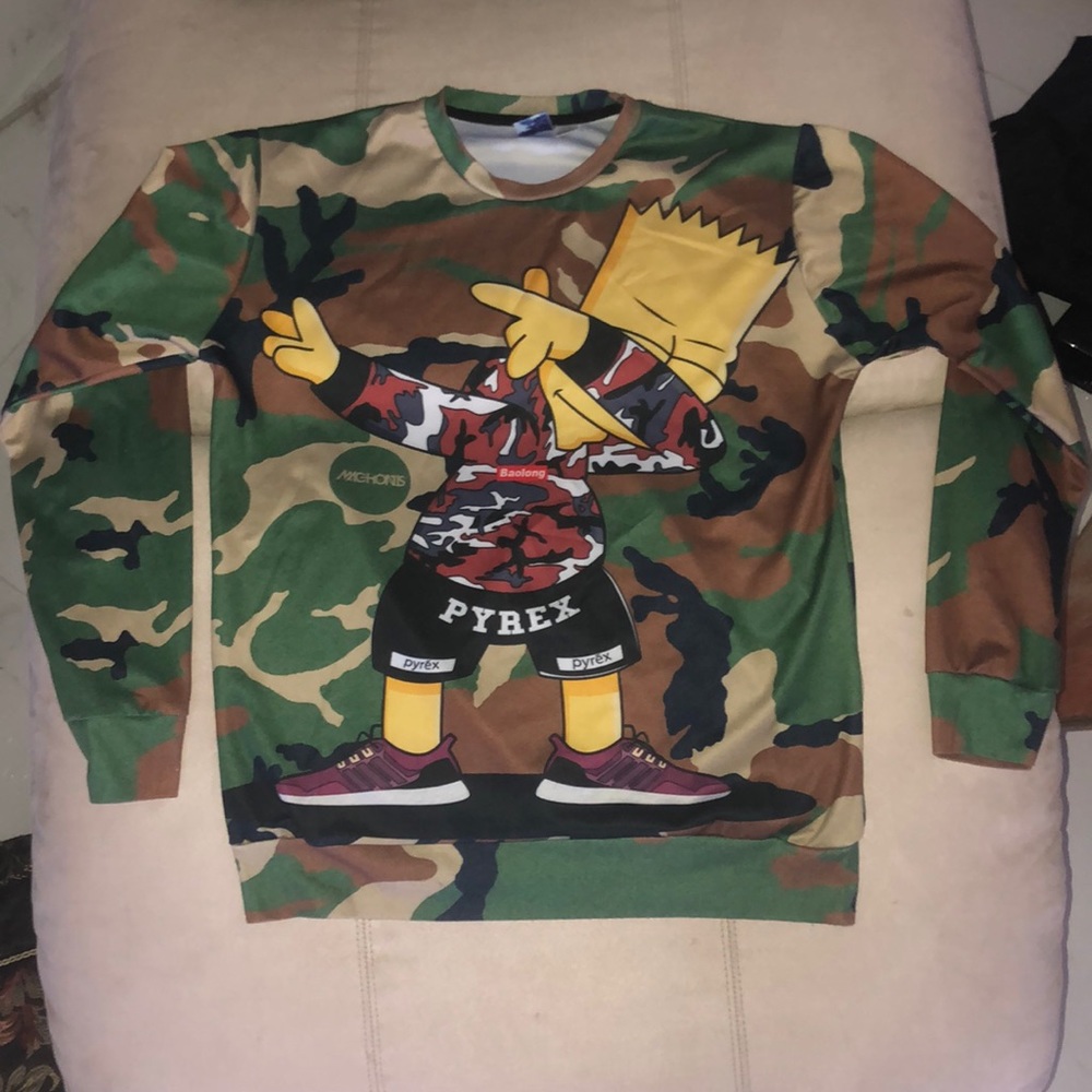 Simpsons Long Sleeve Camouflage graphic tee